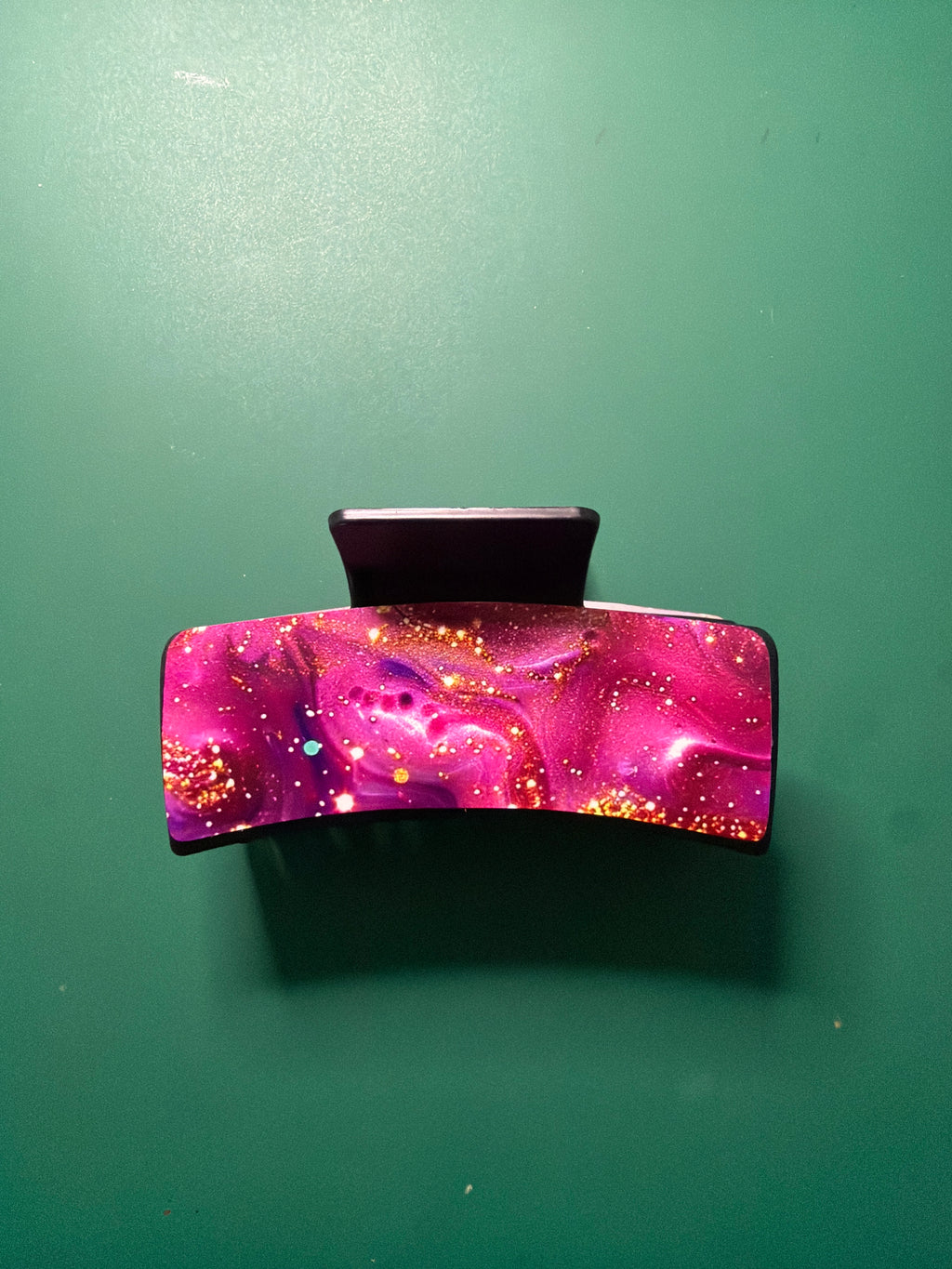 :
Pince à Cheveux « Galaxy Rose & Paillettes Or » ✨💖