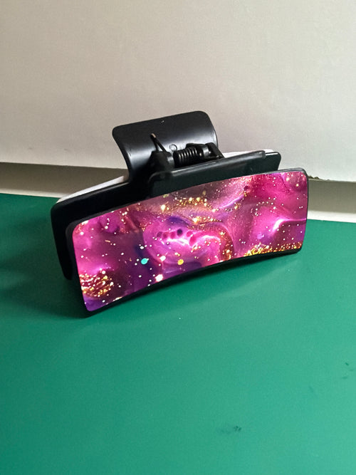 :
Pince à Cheveux « Galaxy Rose & Paillettes Or » ✨💖